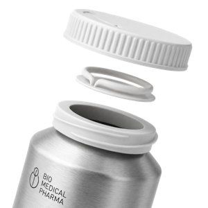 Illustration of the AluSafe aluminium can, seal and lid