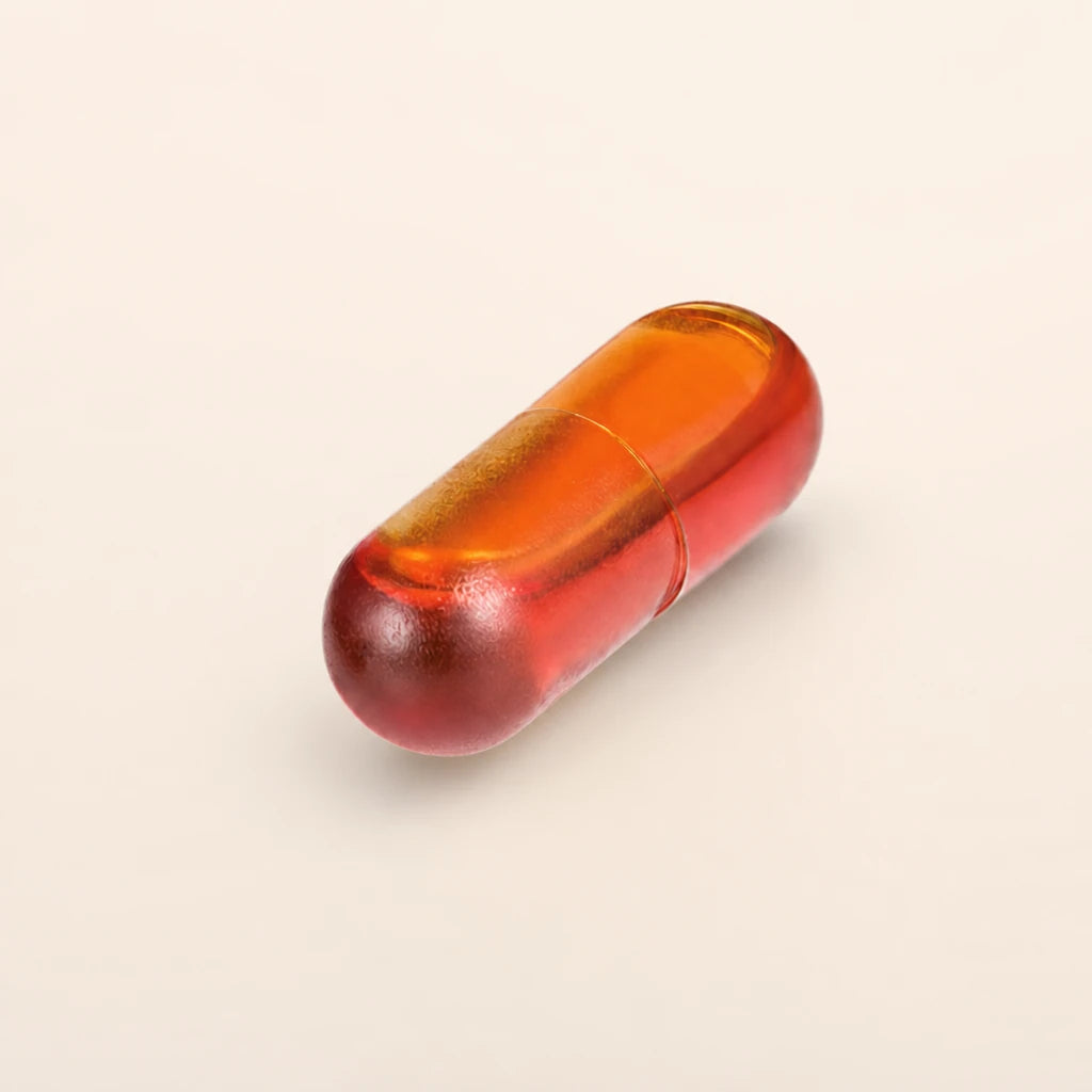 Illustration of liquid curcumin in a capsule